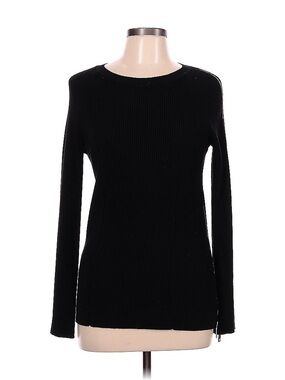 Sportmax by Max Mara Black Ribbed Sweater with Silver Zippers